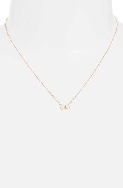 Anzie Women's Mélia 14k Yellow Gold, Moonstone & Clear Topaz Toi Et Moi Pendant Necklace In White