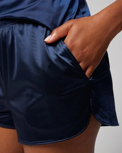 Shop Soma Women's Knit Stretch Satin Pajama Shorts In Navy Blue Size Small |  In Nightfall Navy Blue