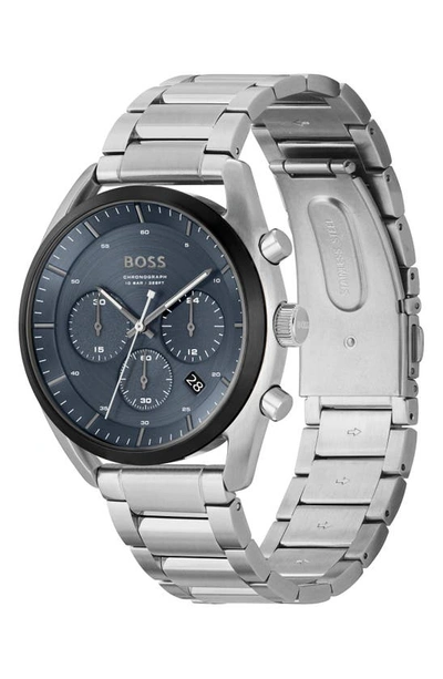 Shop Hugo Boss Top Bracelet Chronograph Watch In Blue