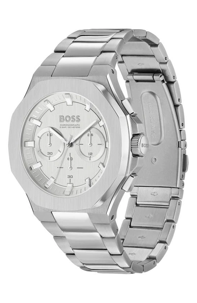Shop Hugo Boss Tapered Chronograph Bracelet Watch, 45mm In Silver