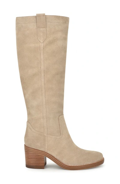 Nine West Hecee Womens Faux Leather Round Toe Knee-high Boots In Medium Natural