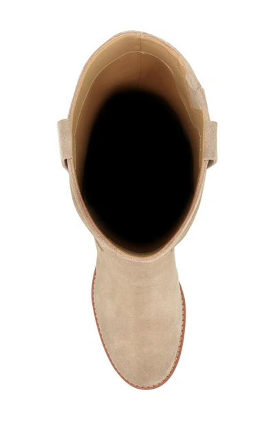 Nine West Hecee Womens Faux Leather Round Toe Knee-high Boots In Medium Natural