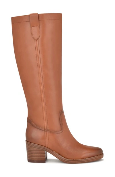 Nine West Women's Bromwel Pointy Toe Block Heel Knee High Boots In Dark Natural