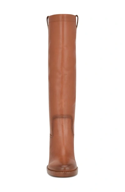 Nine West Women's Bromwel Pointy Toe Block Heel Knee High Boots In Dark Natural