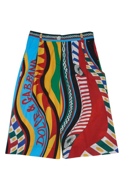 Dolce & Gabbana Carretto-print Poplin Culottes In Blue Multiprint