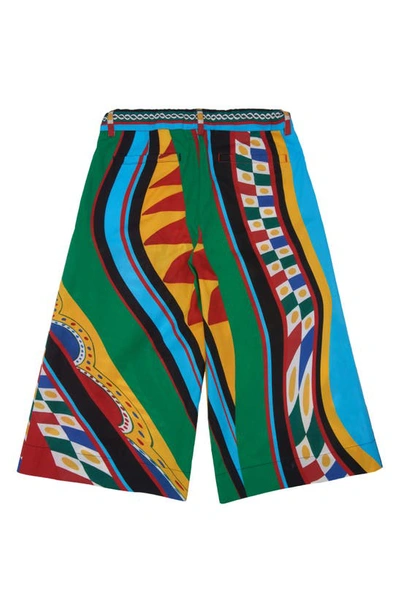 Dolce & Gabbana Carretto-print Poplin Culottes In Blue Multiprint