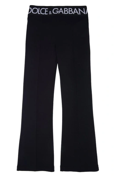 Shop Dolce & Gabbana Kids' Center Pleat Flare Sweatpants In Black