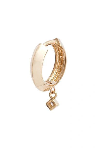 Shop Zoë Chicco Princess Diamond Knife Edge Huggie Hoop Earrings In 14k Yellow Gold