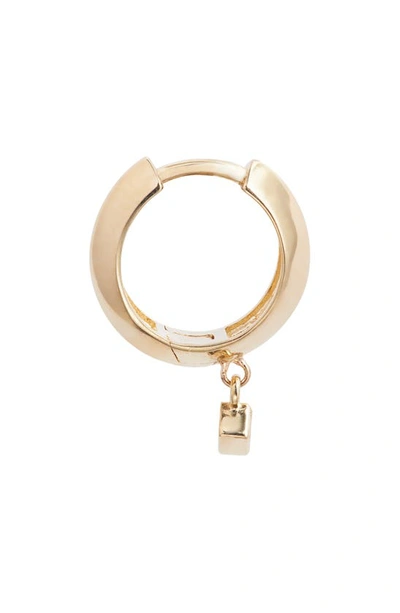 Shop Zoë Chicco Princess Diamond Knife Edge Huggie Hoop Earrings In 14k Yellow Gold