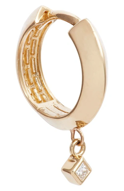 Shop Zoë Chicco Princess Diamond Knife Edge Huggie Hoop Earrings In 14k Yellow Gold