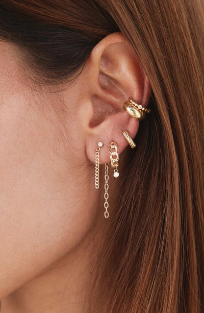 Shop Zoë Chicco Diamond Mixed Chain Double Drop Earrings In 14k Yellow Gold