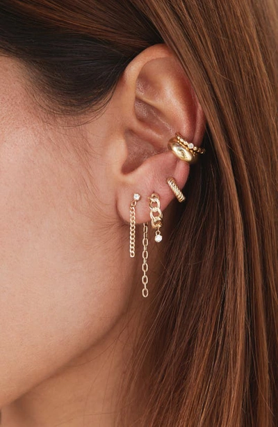 Zoë Chicco Diamond Mixed Chain Double Drop Earrings In 14k Yellow Gold