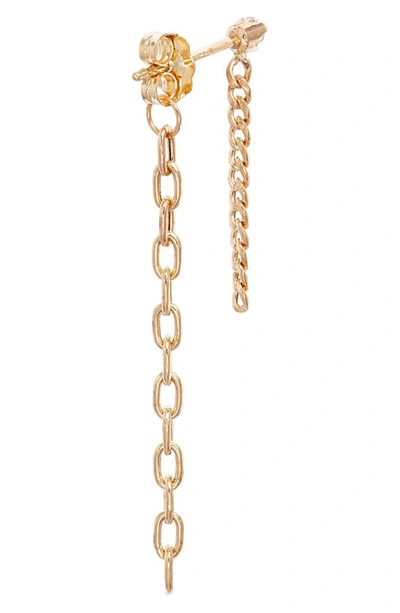 Shop Zoë Chicco Diamond Mixed Chain Double Drop Earrings In 14k Yellow Gold