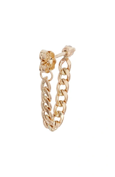 Shop Zoë Chicco Diamond Small Curb Chain Hoop Earrings In 14k Yellow Gold