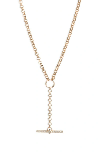 Shop Zoë Chicco Princess Diamond Bar Faux Toggle Y-necklace In 14k Yellow Gold