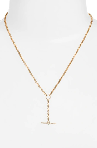Shop Zoë Chicco Princess Diamond Bar Faux Toggle Y-necklace In 14k Yellow Gold