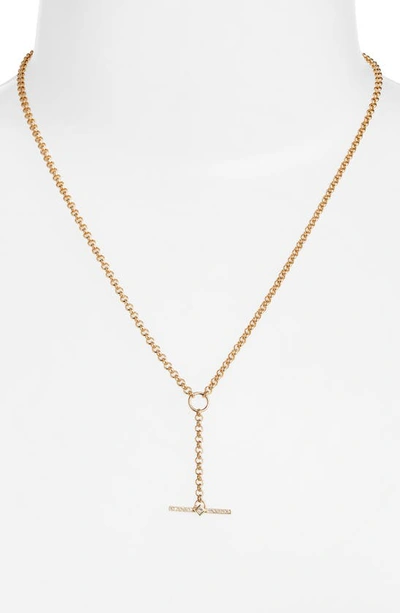 Zoë Chicco Princess Diamond Bar Faux Toggle Y-necklace In 14k Yellow Gold