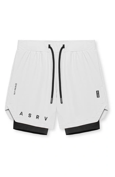 Shop Asrv Tetra-lite™ 7-inch Water Repellent Liner Shorts In White / Black
