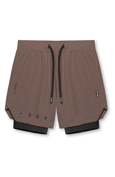 Shop Asrv Tetra-lite™ 7-inch Water Repellent Liner Shorts In Deep Taupe / Black