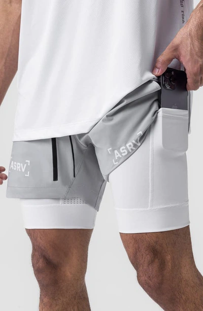 Shop Asrv Tetra-lite™ 5-inch 2-in-1 Lined Shorts In Slate Grey Bracket/ White