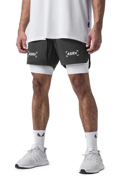 Shop Asrv Tetra-lite™ 5-inch 2-in-1 Lined Shorts In Raven Bracket/ White