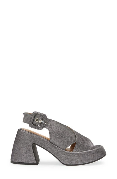 Shop Ganni Slingback Platform Sandal In Silver