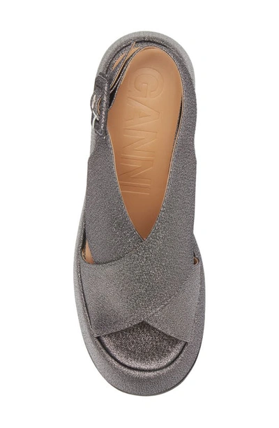 Shop Ganni Slingback Platform Sandal In Silver