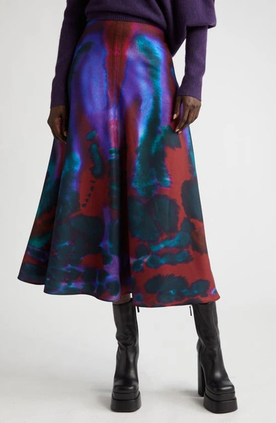 Shop Altuzarra Hydra Ink Blot Midi Skirt In 284615 Syrah Rorschach