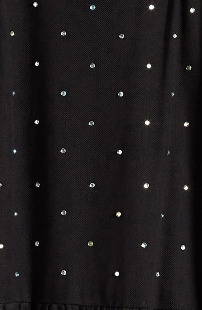 Shop Ava & Yelly Kids' Rhinestone Long Sleeve Tulle Trapeze Dress In Black