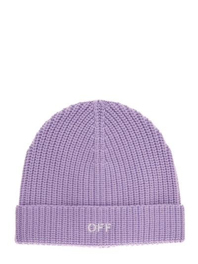 Off-white Off-stamp Virgin-wool Beanie Hat In Violet | ModeSens