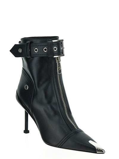 Shop Alexander Mcqueen Zipped Ankle Boot In Black