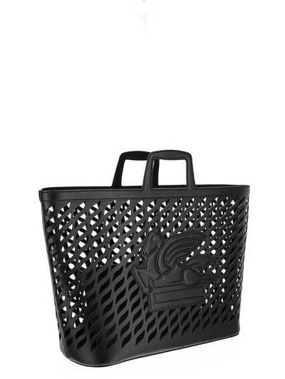Shop Etro Openwork Maxi Shopping Bag In Black