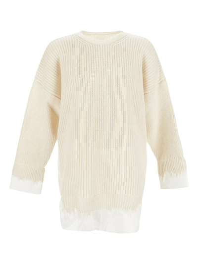 Shop Mm6 Maison Margiela Shirt Inserts Knit Sweater In White