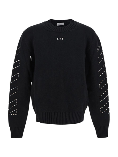 Shop Off-white Knit Jumper In Black