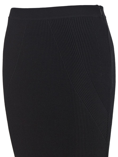 Shop Alexander Mcqueen Ribbed Midi Skirt In Black