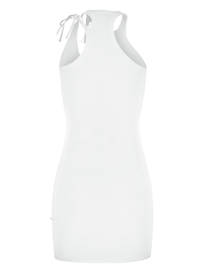 Shop Andreädamo Asymmetric Halter Mini Dress In Ivory