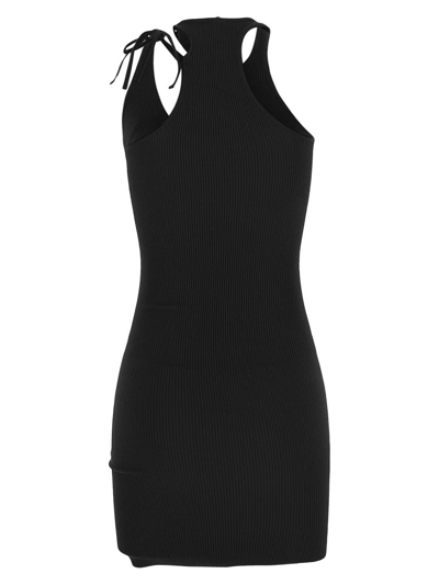 Shop Andreädamo Asymmetric Halter Mini Dress In Black