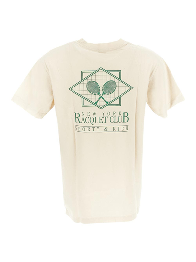 Shop Sporty And Rich Ny Racquet Club T-shirt In Cream