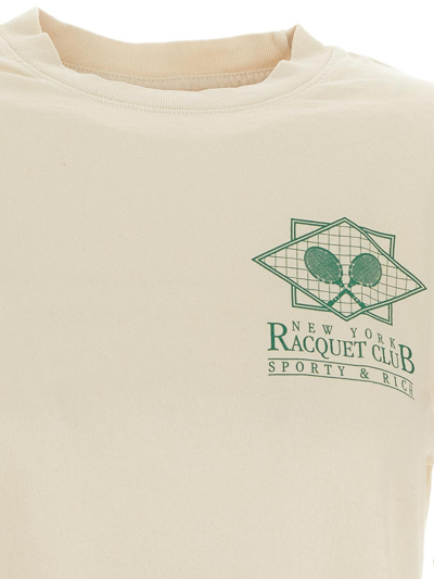 Shop Sporty And Rich Ny Racquet Club T-shirt In Cream