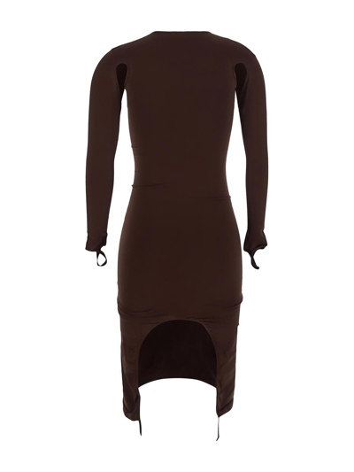 Shop Andreädamo Cutout Midi Dress In Brown