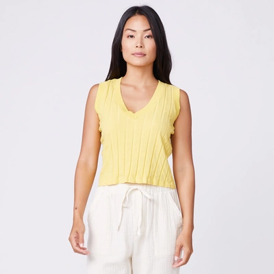 Monrow Flat Rib V Tank In Sunny