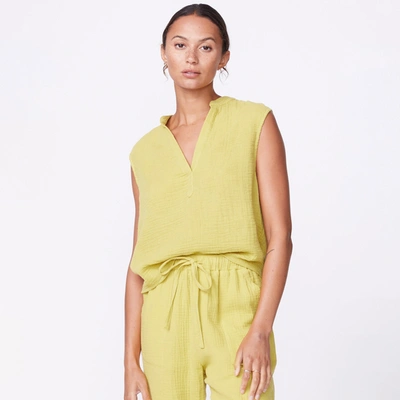 Monrow Gauze Sleeveless Top In Avocado