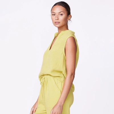 Monrow Gauze Sleeveless Top In Avocado