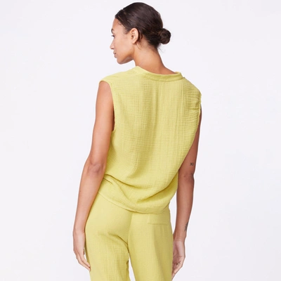 Monrow Gauze Sleeveless Top In Avocado