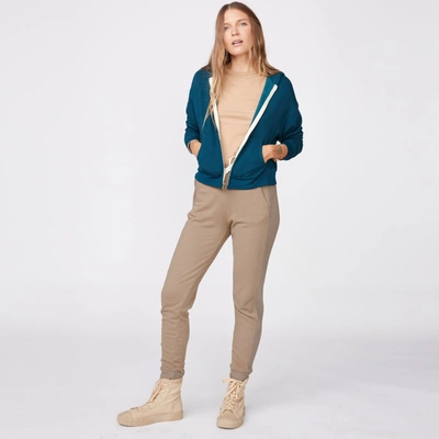 Monrow Supersoft Fleece Girlfriend Zip Up Hoody In Abyss