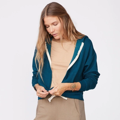 Monrow Supersoft Fleece Girlfriend Zip Up Hoody In Abyss