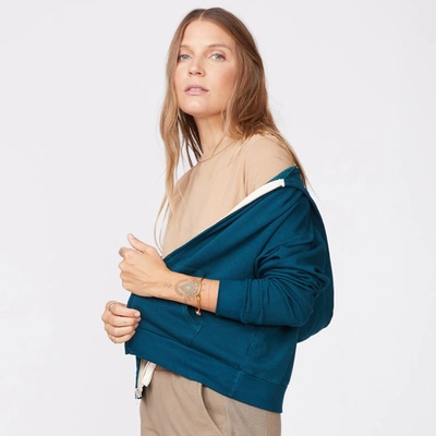 Monrow Supersoft Fleece Girlfriend Zip Up Hoody In Abyss