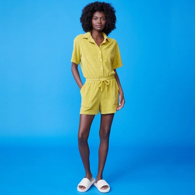 Monrow Terry Cloth Romper In Avocado