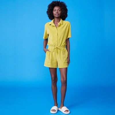 Monrow Terry Cloth Romper In Avocado