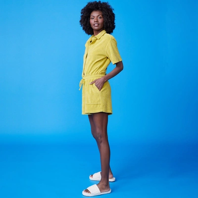 Monrow Terry Cloth Romper In Avocado
